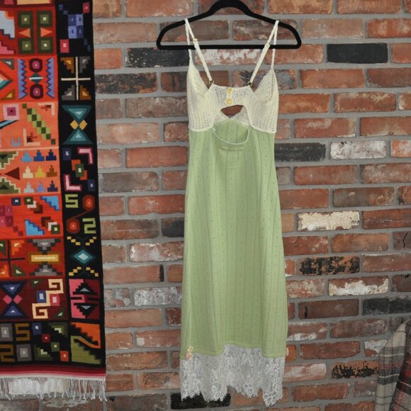 Romantic Lacemade Honeygreen Manor Knit Dress Crocheted Flowers S - Picture 11 of 14